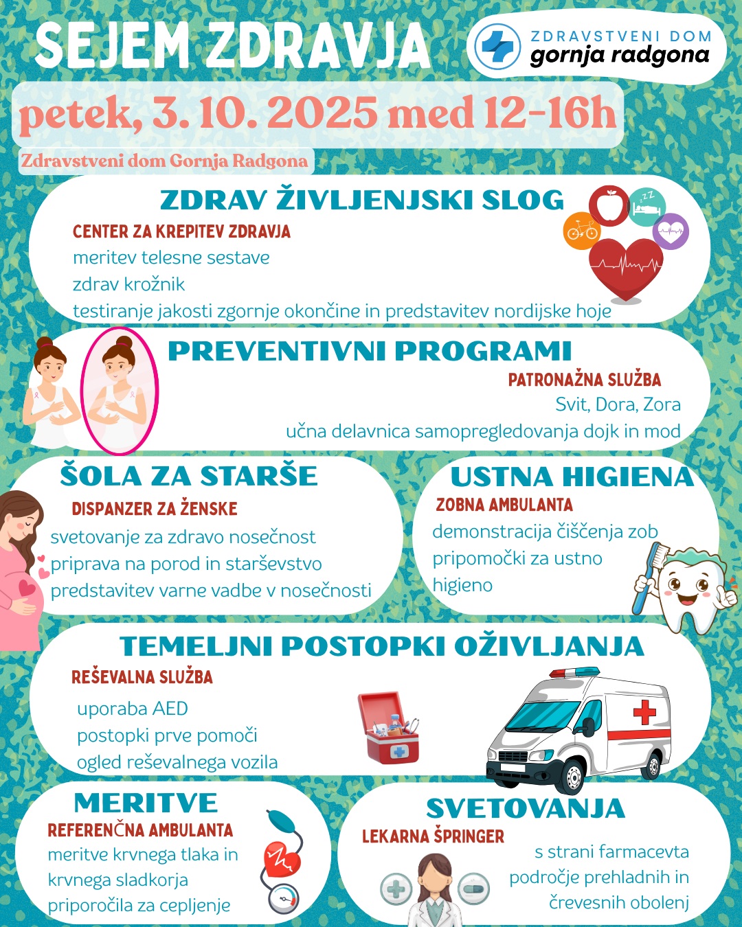 Plakat Sejma zdravja 2025 s podrobnostmi od dogodku.